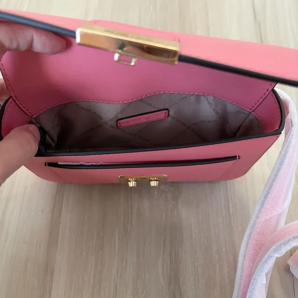Michael Kors Sloan Editor Small Flap Belt Bag Fanny Pack Clutch Leather Tea Rose